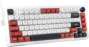 E-YOOSO 75% Wired Mechanical Gaming Keyboard, Creamy Sound, White/Red