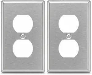 1 Gang Duplex Outlet Wall Plates. 2 Pack, 4.50" x 2.76" 304 Stainless Steel Light Switch Cover with Matching Screws, Single Toggle Wall Plate for Standard Electrical Switches