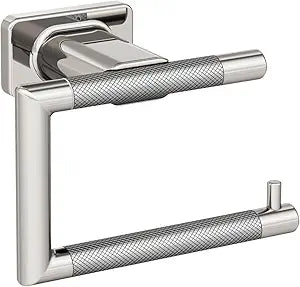 Amerock BH26617PNSS | Polished Nickel/Stainless Steel Single Post Toilet Paper Holder | 5-7/8 in. (149 mm) Toilet Tissue Holder | Esquire | Bath Tissue Holder | Bathroom Hardware | Bath Accessories