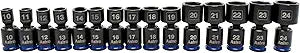 Astro Tools 78315 3/8" Drive 10-24mm Pinless Universal Impact Sockets - No Skips - 15 Piece