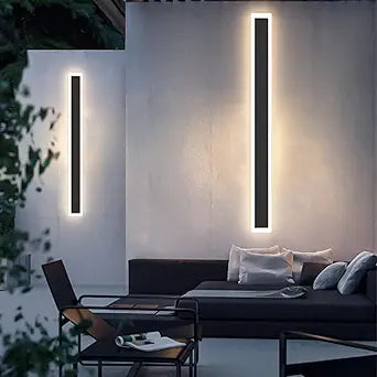 2-Pack 31.5inch Modern Outdoor Wall Lights, LED Wall Light Outdoor Lights Fixture for Patio Wall Mount, IP65 Waterproof Black Outside Lights for House, Garage, Porch (3000k)