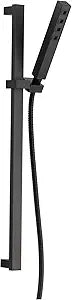 Delta Faucet Single-Spray H2Okinetic Slide Bar Hand Held Shower with Hose, Black Handheld Shower Head, Slide Bar Hand Shower, Handheld Shower, Detachable Shower Head, Matte Black 51567-BL
