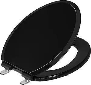 Pro Elite Heavy-Duty Wood Toilet Seat Elongated, Black, Magnetic Quick-Release Easy-Clean and Change, HushMotion Soft Close, StainShield High-Gloss Finish, Arch-Tite Secure Fit