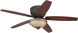 Westinghouse Quiet Operation Reversible Blades Ceiling Fan with LED Light Kit for Indoor Use, 52 Inch, Brushed Nickel Finish, Bronze