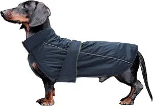 Dachshund Coat Waterproof Weiner Dog Clothes Perfect for Dachshund Weiner Corgi Winter Jacket Fleece Hook Loop Closure underbelly Protection Navy M