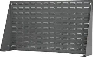 Akro-Mils 98636 Heavy Duty Steel Louvered Panel Standing Work Bench Storage Rack Garage Organizer for Mounting AkroBin Storage Bins, 36-Inch L x 8-Inch W x 20-Inch H, Grey