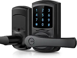 Hidalife Keyless Entry Door Lock, Smart Locks for Front Door, Keypad Door Knob with Handle, Touchscreen, One-Touch Toggle for Passage Mode, Matte Black