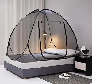 Mengersi Pop Up Mosquito Net for Bed,Portable Folding Mosquito Net Tent with Bottom for Baby Adults Camping Travel(Black,Full/Queen)