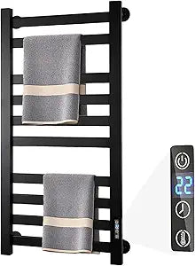 Heated Towel Rack for Bathroom Towel Warmer Racks Wall Mounted with Timer & Temperature Multi-Level Adjustments with 10 Bars for Bathroom Shower Hot Tub Spa(Black)