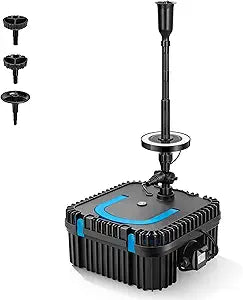 VIVOHOME 820GPH RGB Pond Filter Fountain with 6W LED Lights, 60W Submersible Water Pump with Multi-Stage Filtration for Koi Ponds, Waterfalls, Outdoor Water Features