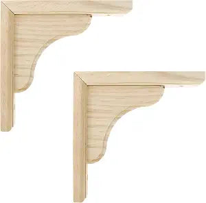 Mcredy Wooden Decorative Shelf Brackets, 6 Inch Wave Triangle, 2Pcs