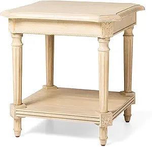 Maven Lane Pullman Multipurpose Traditional Style Tall Square Wooden Side Table and Bedroom Nightstand with Storage in Rustic Antiqued White Finish