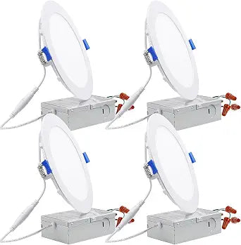 TORCHSTAR 4-Pack 6 Inch Ultra-Thin LED Recessed Light, 3000K