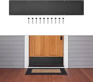 1 Pcs Door Kick Plates - 8 x 34 Inches Kick Plates for Exterior Interior Doors Protection Decor, 1.5mm (1/16 Inch) Thickness Rectangular Aluminum Door Push Plate (Black)