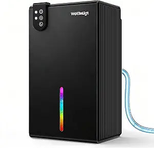 98 OZ Small Dehumidifier for Home 1000 Sq Ft, Quiet Dehumidifier with Drain Hose, Auto Shut-Off, Sleep Mode, 7-Color Light for Basement, Bedroom, Bathroom, Closet, RV (Pure Black)