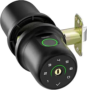 ThorBolt G1 Fingerprint Door Knob Lock with Keypad Biometric Door Knob Auto-Lock 4* AAA Alkaline Batteries Interior Door Lock for Bedroom, Garage, Office, Pantry Door Black