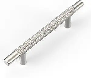 10 Pack Brushed Satin Nickel knurled Cabinet Pulls,3.75 Inch(96mm) Hole Centers Solid Heavy Duty Kitchen Cabinet Handles Hardware for Cabinets and Drawer