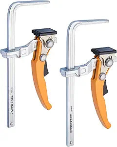 POWERTEC 71542V Quick Release Ratcheting Table Clamp for MFT and Guide Rail System, 7" Capacity (178mm) x 2-3/8" Throat Depth, 2 PK