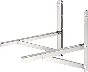 TURBRO Wall Mount Bracket for Mini Split Ductless Air Conditioner Heat Pump System, Foldable Stainless Steel Stand, Support Condenser up to 350 lbs (7,000-18,000 BTU), 1 Pair