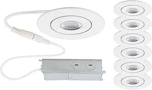 WAC Lighting Lotos 2in LED Round Adjustable Recessed Light 3000K Warm White 6W 530 Lumens IC-Rated Airtight 120V-277V Universal in White (Pack of 6)