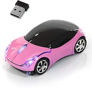 Pink Wireless MouseCar Mouse 1600DPI 2.4G with USB Reciver for Computer Wireless Computer Mouse Wireless USB Wireless Mouse for Windows for Mac OS for Laptop Computer TabletPink
