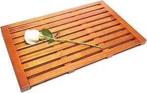 Teak Shower Mat  ChikiTeak Solid Wood Bath Mat for Outdoor Shower & Bathroom, Fast Draining, Non Slip, Premium Spa Mat, Durable Teak Bath Mat 25" x 16"