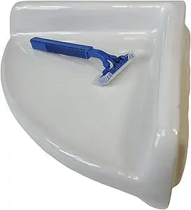 Snow White Ceramic Tile Shower Corner Shelf Tray Soap Dish Shampoo Caddy Vintage Mid Century Modern Retro