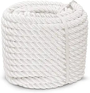 Aoneky 1/2 5/8 3/4 7/8 inch Nylon Twisted Rope - White Pull Rope Cord (5/8 inch x 100 ft)