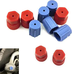 10 PCS Car AC Service Port Cover Kit, 13mm & 16mm High and Low Pressure Caps with H/L Marks, Universal for Most Cars, Trucks, SUVs (Blue & Red)