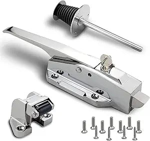 Walk in Cooler Door Handle, Walk in Cooler Door Closer Complete Latch Kit, Freezer Doors Handle (Metallic Silver (304 Stainless Steel Push Rod), 1/8 in to 1/4 in(Flush))