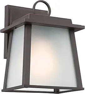 Kichler Norward Outdoor Wall Light, 1 Light Exterior Modern Wall Sconce for Garage or Entryway with Satin Etched Glass in Olde Bronze, (8.75"" H x 6.5" W)