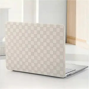 for MacBook Neo Case 13-Inch 2026, Checkerd Beige, Leather Textured