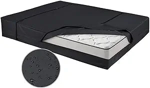Waterproof Mattress Storage Bag for Moving and Storage - Reusable Heavy Duty Canvas Mattress Bag with Zipper and Lifting & Moving Straps (Black, Twin)