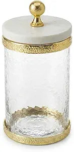 Godinger Canister Storage Container, Glass Storage Canister, Marble with Gold Band - 4x6