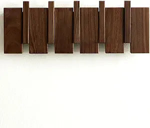 Wood Coat Rack Wall Mount - Large Walnut Piano Coat Rack wtih 5 Hooks for Hanging Clothes,Keys,Robes,Purse,Towels,Modern Decorative Wall hooks Heavy Duty Hanger Organizer for Bathroom/Bedroom/Entryway