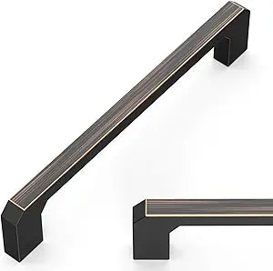 Amerdeco 10 Pack Oil Rubbed Bronze Cabinet Pulls 5 Inch(128mm) Hole Center Drawer Pulls Cabinet Hardware Kitchen Cabinet Handles for Bathroom ZH0093