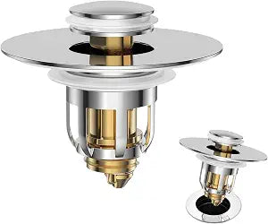 Bathroom Sink Drain Strainer, Pop Up Sink Stopper Drain Hair Catcher Stainless Steel Silver, 1 pcs