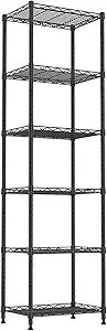 REGILLER 6 Wire Shelving Steel Storage Rack Adjustable Unit Shelves for Laundry Bathroom Kitchen Pantry Closet(Black,11.7" D x 16.8" W x 63" H)