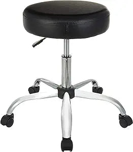Amazon Basics Drafting Spa Bar Stool with Wheels, Height Adjustable Swivel Seat, Easy to Move, Black, 22.05" x 22.83" x 19.88"