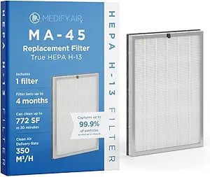 Medify MA-45 Genuine Replacement Filter for Allergens, Smoke, Wildfires, Dust, Odors, Pollen, Pet Dander | 3 in 1 with Pre-filter, True HEPA H13 and Activated Carbon for 99.9% Removal | 1-Pack
