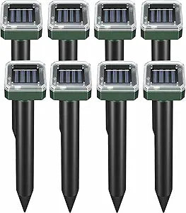 Mole Repellent Solar Powered, 8 Pack Waterproof Ultrasonic Gopher Vole Repellent Outdoor, Rat, Squirrel, Skunk, Repellent for Lawn Garden Yard