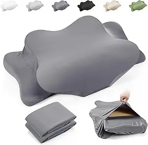 Hahafelt 2 Pcs Cooling Cervical Neck Pillowcase with Envelope Closure (Only Pillowcase) Ergonomic Pillow Case Smooth Soft Cool Case for Side Back Stomach Sleepers(Dark Gray,Standard Size)