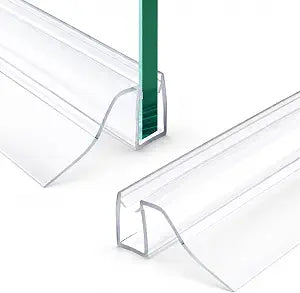 Bathroom Shower Glass Door Bottom Seal, 2PCS 36 Inch Clear PVC Seal Strip with Drip Rail for 1/4"(6mm) Thick Framless Glass Door, to Stop Water Leakage