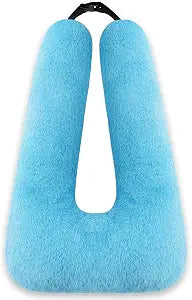 Swemos Travel Pillow, Car Pillow for Kids & Adults - Ergonomic Travel Pillows Sleeping Aid for Neck & Body Support, Car Travel Essentials Pillow on Road Trips-Gray (Blue)