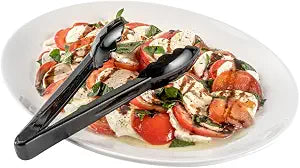 Restaurantware 9 Inch x 3 Inch Kitchen Tongs 1 Scalloped Edges Serving Tongs - Dishwasher-Safe Reusable Black Plastic Tongs For Cooking For Cooking And Serving
