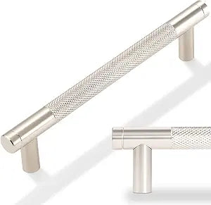10 Pack 5 inch(128mm) Brushed Satin Nickel Kitchen Cabinet Handles Knurled Cabinet Pulls Drawer Pulls Kitchen Hardware
