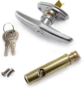 Trash Chute T Handles and Laundry Chute Door Latch kit with V Spindle for Bottom & Side hinged Doors. Compatible Handle Hardware Parts