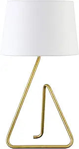 Henn&Hart 22" Metal Table Lamp with Fabric Shade in Brushed Brass, for Home, Living Room, Bedroom, Entertainment Room, Office, Kitchen, Dining