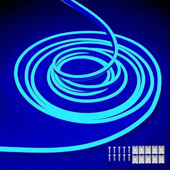 dobestyou Blue Neon LED Strip Lights, 16.4ft 12V DC 600 SMD2835 LEDs Waterproof Flexible Rope Light for Indoor & Outdoor Home Decoration (Power Adapter Not Included)