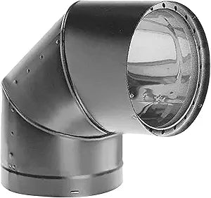 DuraVent DVL 6DVL-E90 6'' Galvanized Steel/Stainless Steel Double Wall Stove Pipe, 90 Degree Elbow Connector for Vent and Exhaust, Black